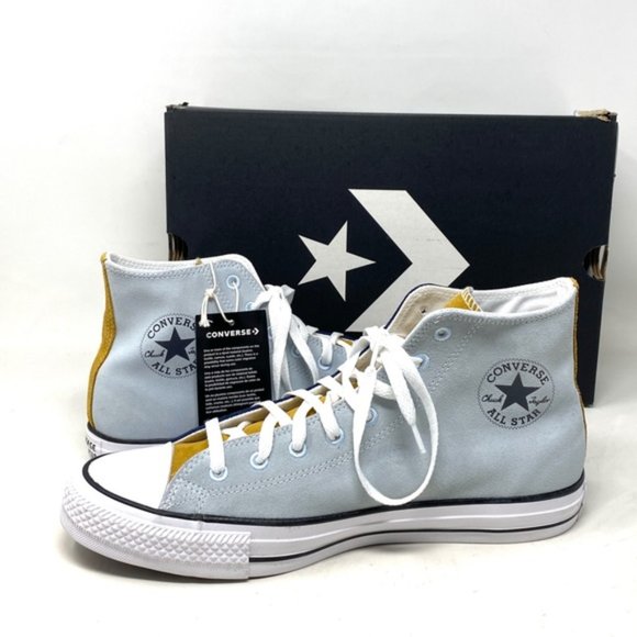 Converse Chuck Taylor High Yellow Blue Suede Men Sneakers Custom A03948C-BLYBL - Picture 5 of 11